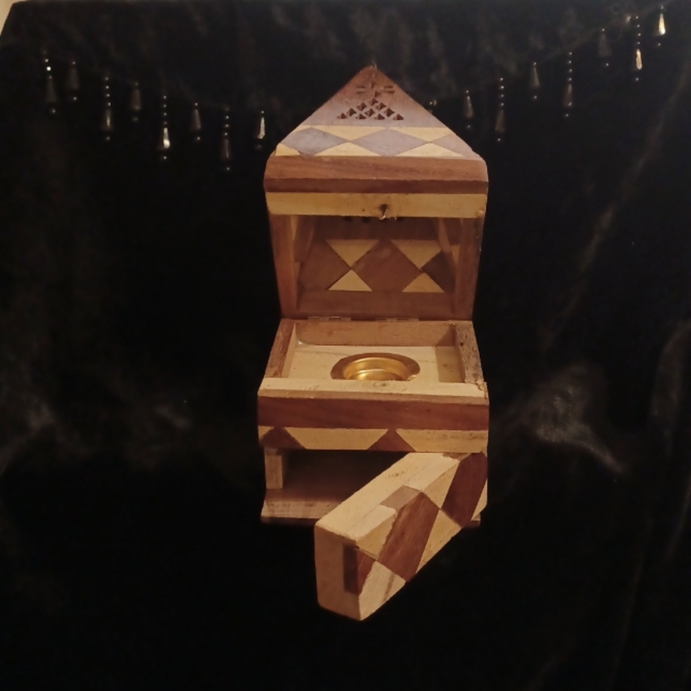 Egyptian Classic Wooden Pyramid Incense Cone / Charcoal Burner.
